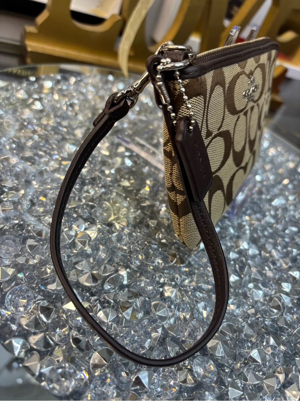 Coach Corner Zip Wristlet in Signature Canvas EUC